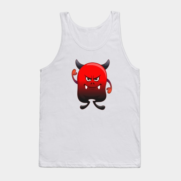 Little Monsters-Red Tooth Tank Top by Peter Awax